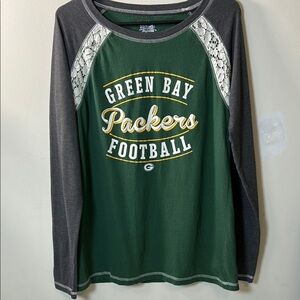 Green Bay Packers NFL Majestic long sleeve Women's T-Shirt w/lace size XL